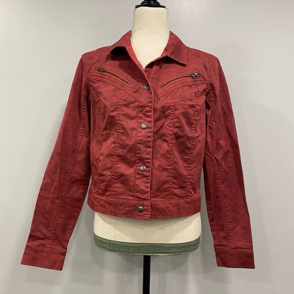 ROCK & REPUBLIC S Jacket Red Ombre Snap Front Western Moto Y2K Rock Festival - Picture 1 of 16